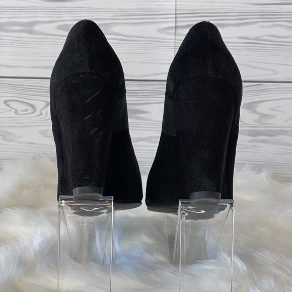 Stuart Weitzman Suede Peep-Toe Wedges - Picture 6 of 14